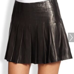 NWOT Alice + Olivia Pleated Faux Leather Mini Skirt